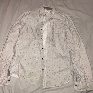 White with black dotted pin stoped shirt